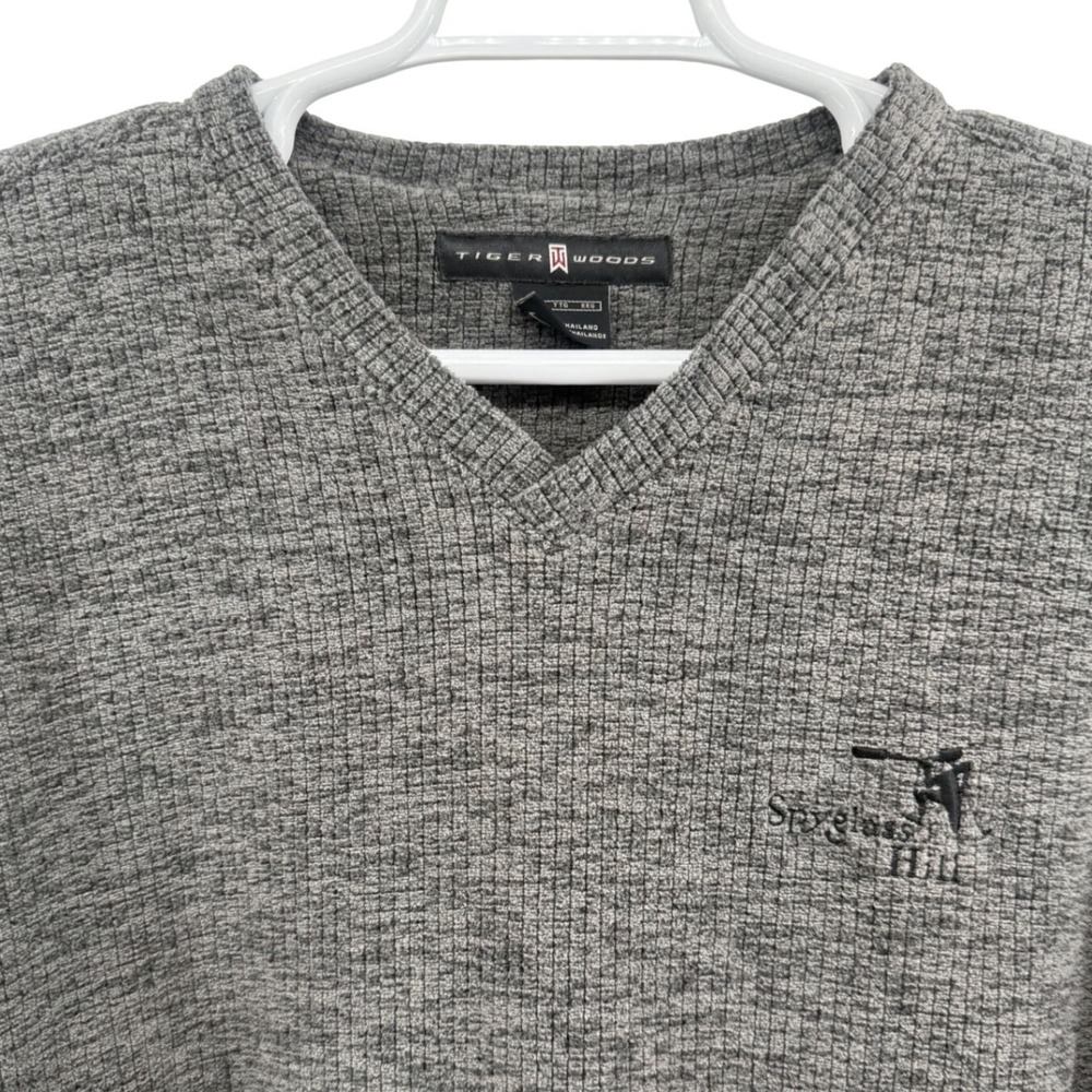 Tiger Woods V-Neck Sweater Mens XXL Heather Grey Spyglass Hill Golf Long Sleeve